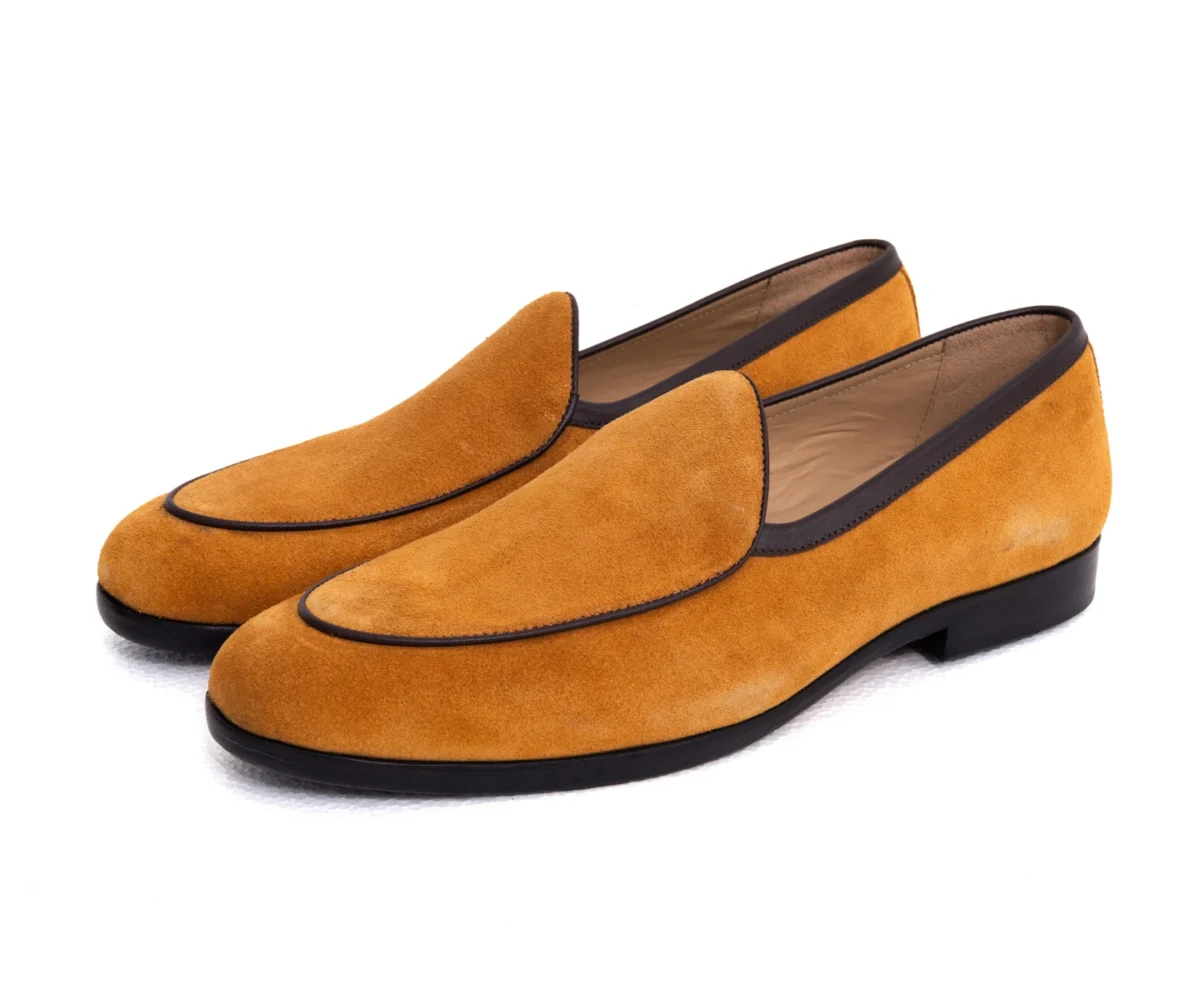 carnex mustard yellow suede belgian loafers