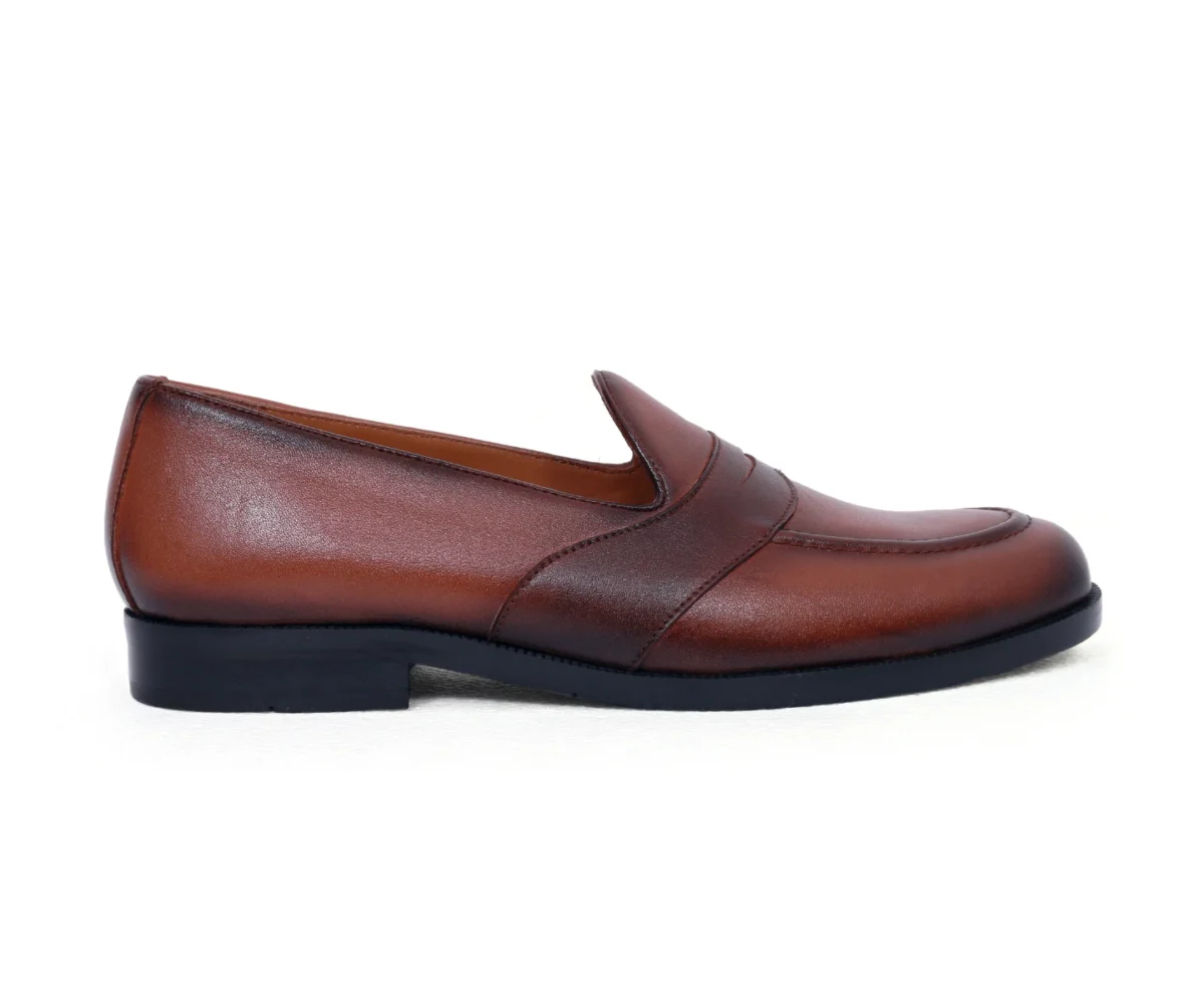 marcello tan full strap penny loafer