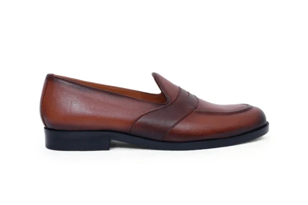 marcello tan full strap penny loafer
