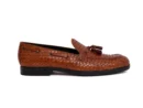 oliver cognac tan woven handmade loafers