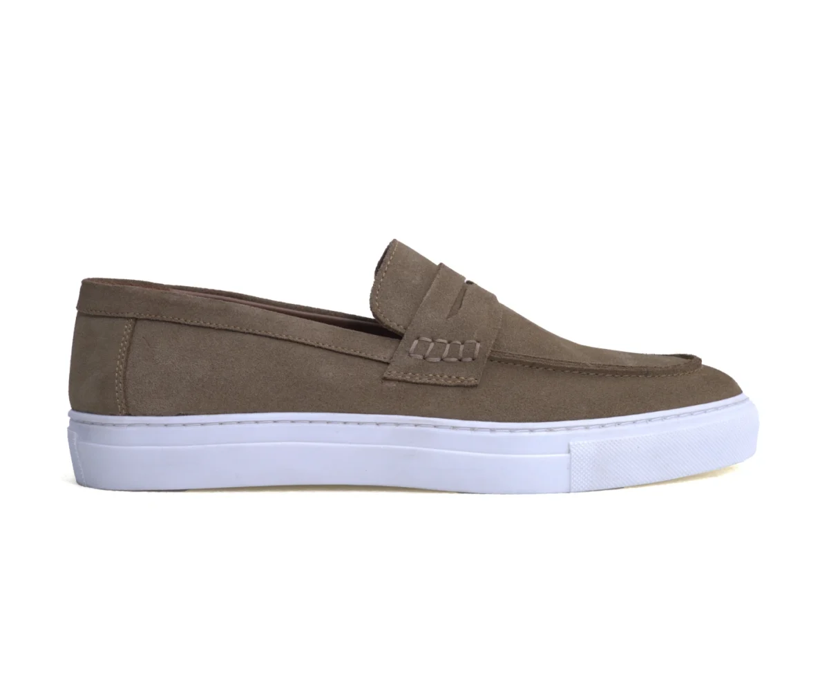 lorven beige suede slip on sneakers