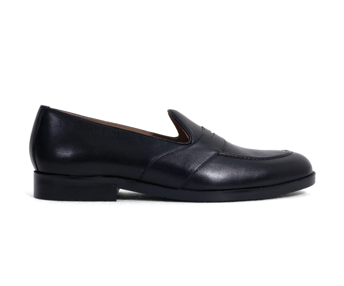 marcello black full strap penny loafer