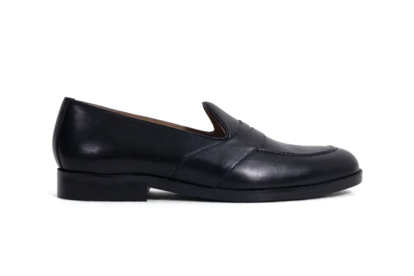 marcello black full strap penny loafer