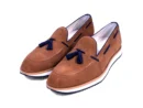 jermic tan suede blue suede tassel loafers pair