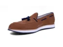 jermic tan suede blue suede tassel loafers side