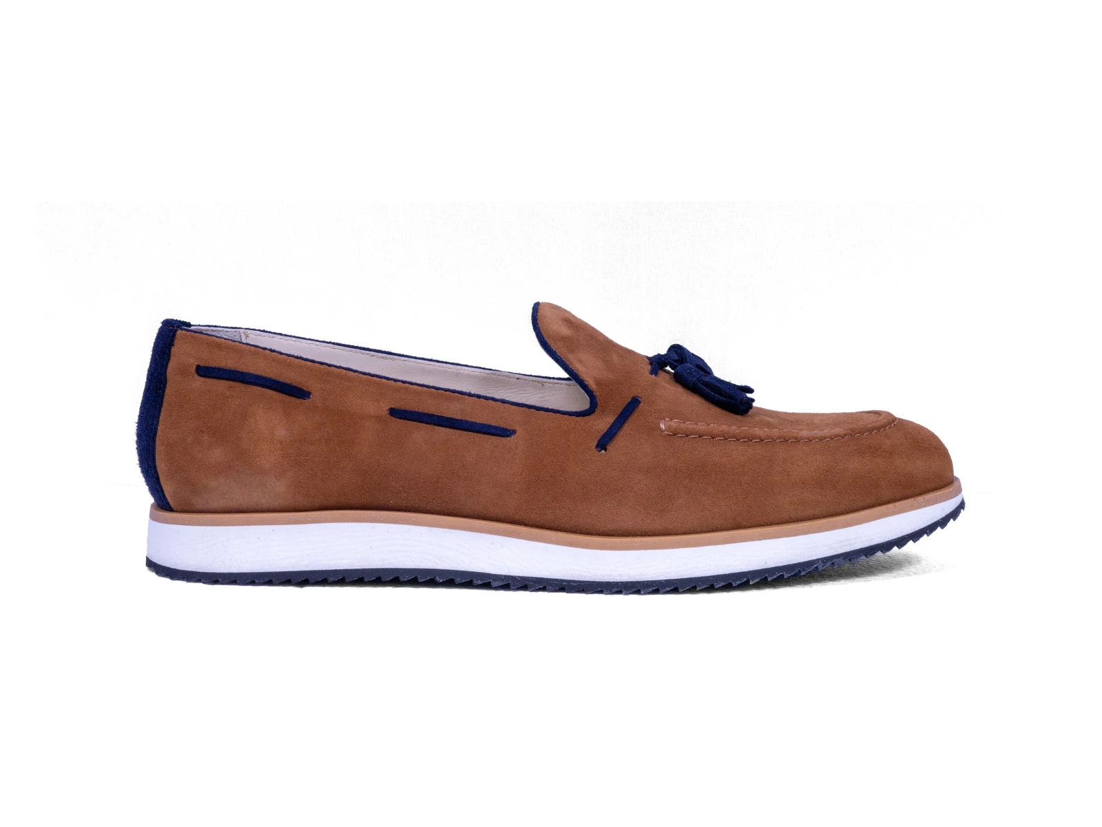 jermic tan suede blue suede tassel loafers