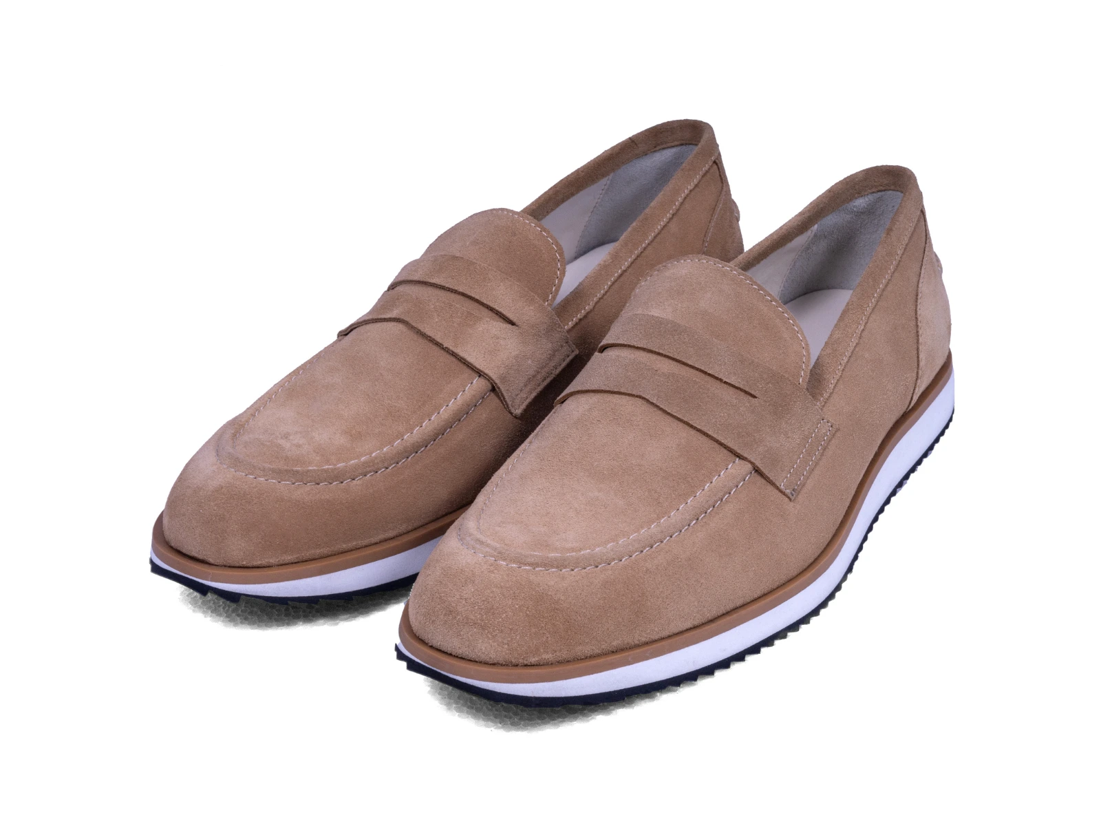 strado dark beige suede loafers pair