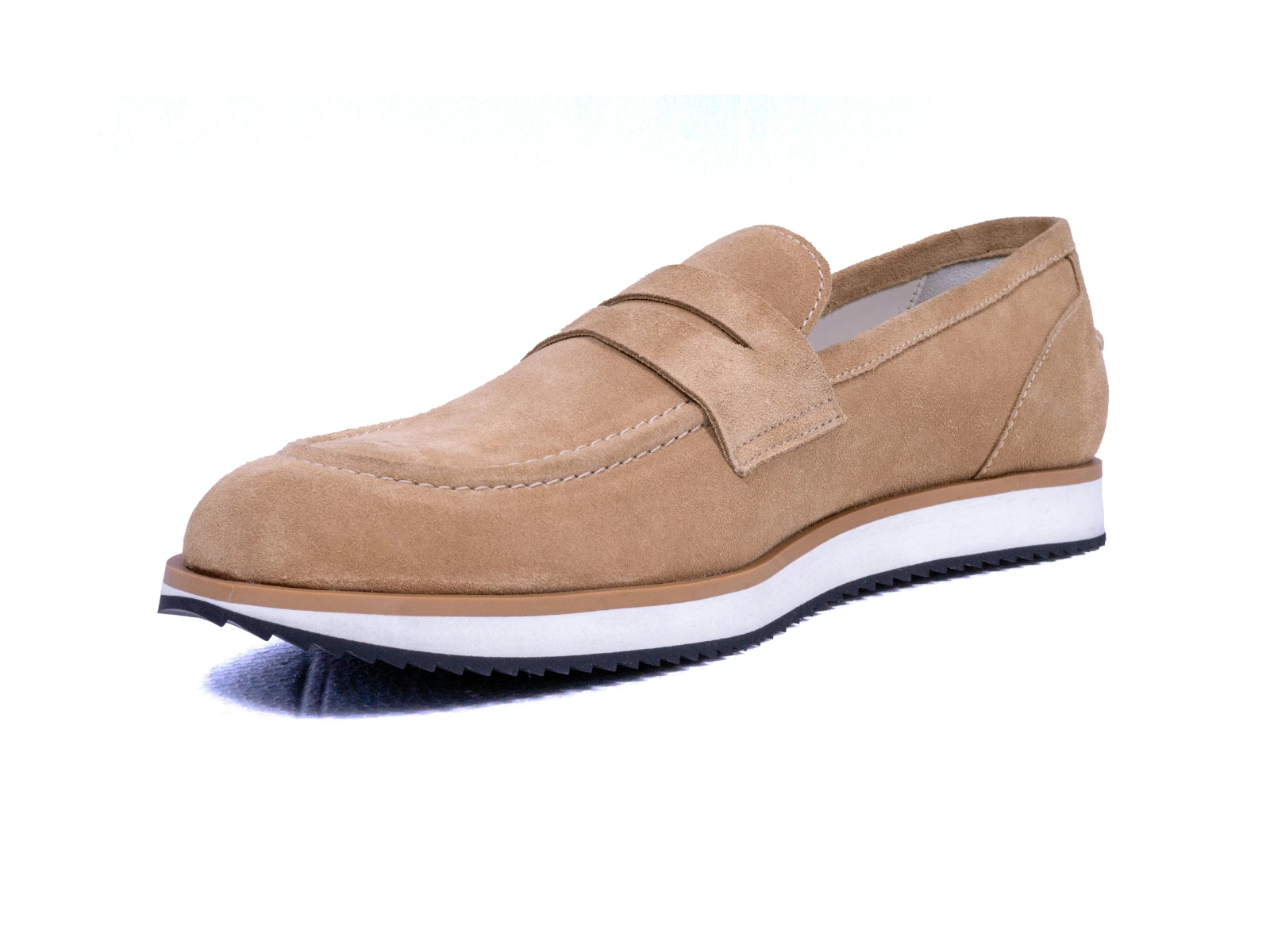 strado dark beige suede loafers side