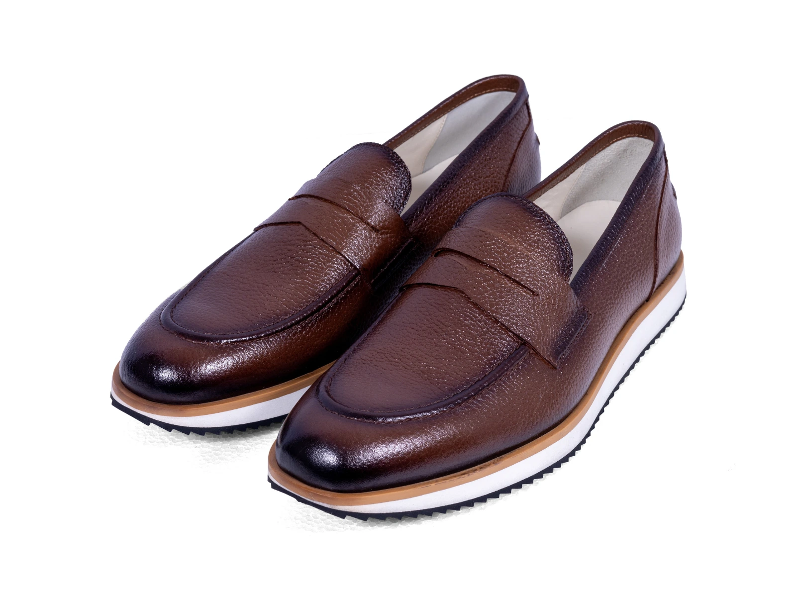 strado tan milled loafers pair