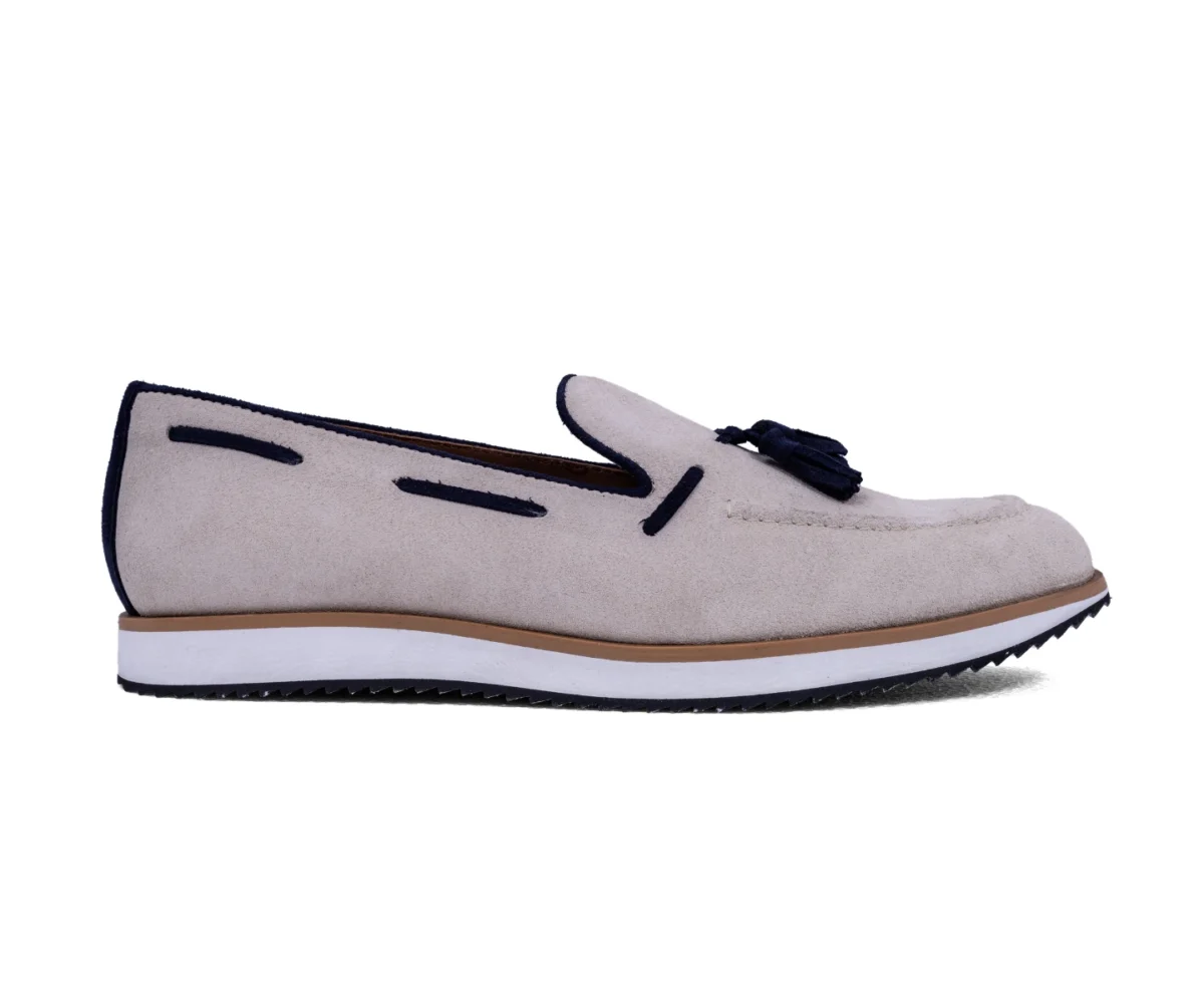 jermic off white suede blue suede tassel loafers